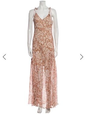 Joie 100% silk Tie-Shoulder Maxi Dress in Beige Floral